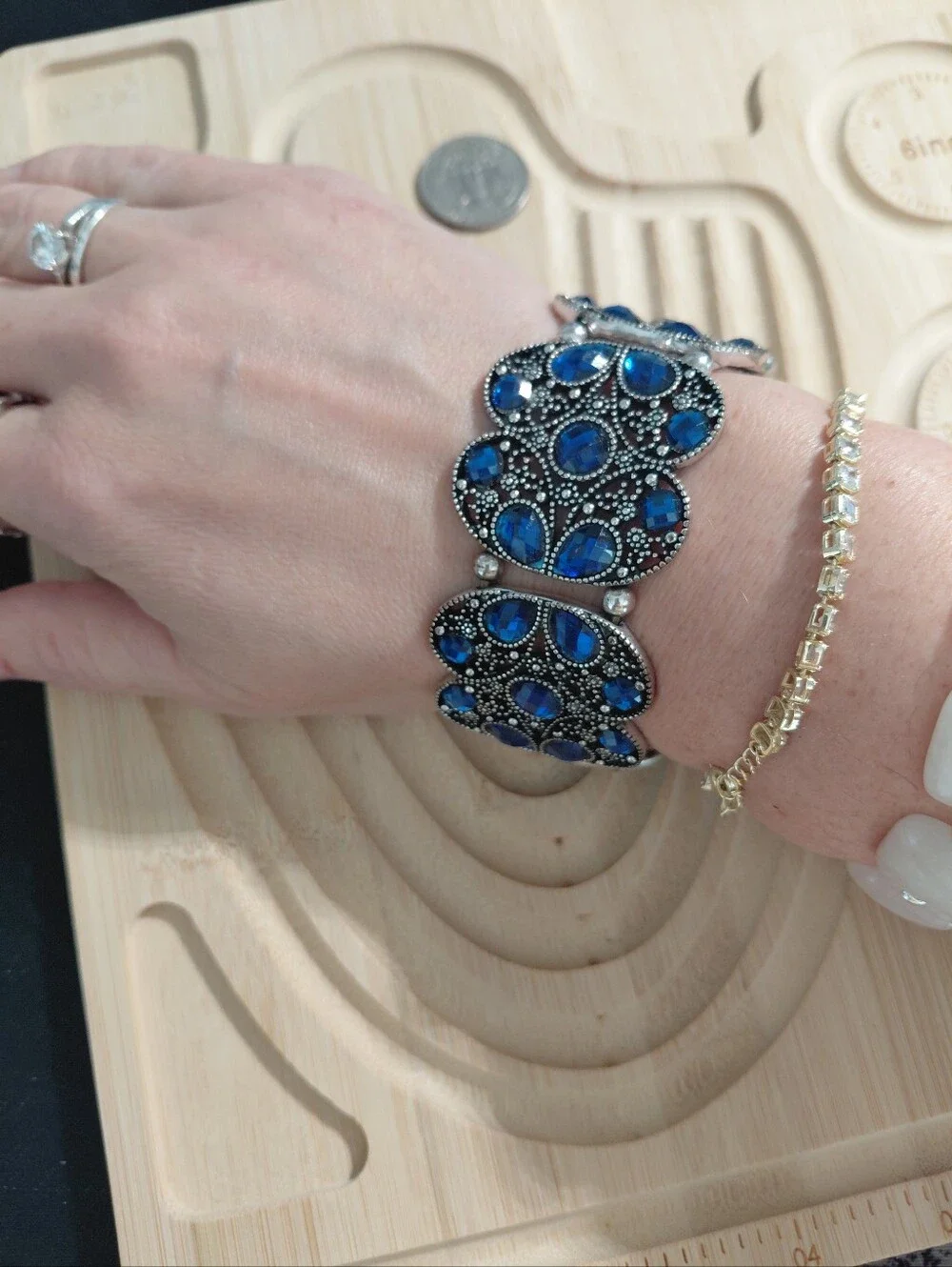 Elegant Blue Crystal Statement Bracelet - Women Jewelry
